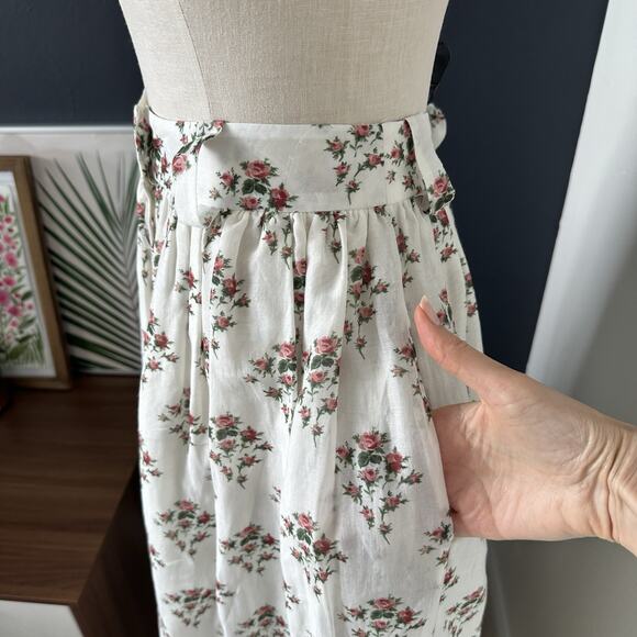 Brock Collection Womens Silk Cotton Floral Midi Skirt Button Pockets Italy - Picture 12 of 16